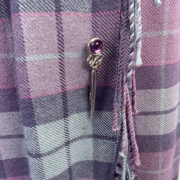 JAMES PRINGLE WEAVERS Ferguson Tartan Pleated Kilt & Scarf Buckles Wool Purple - Picture 4 of 15